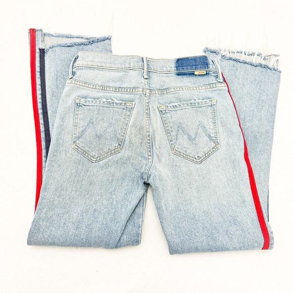 Mother Superior The Insider Crop Fray Thanks, Again Racer Denim Jeans Size 24 - Picture 5 of 11